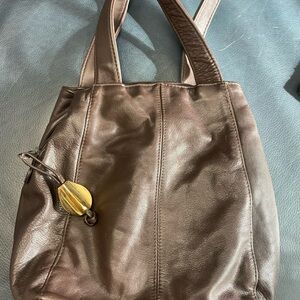 Saddle River Brown Leather Tote Bag with Gold Accent